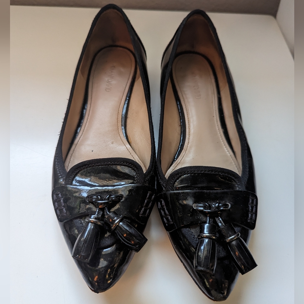 Black Leather Loafers Ballet Flats Joan & David Size 6.5
